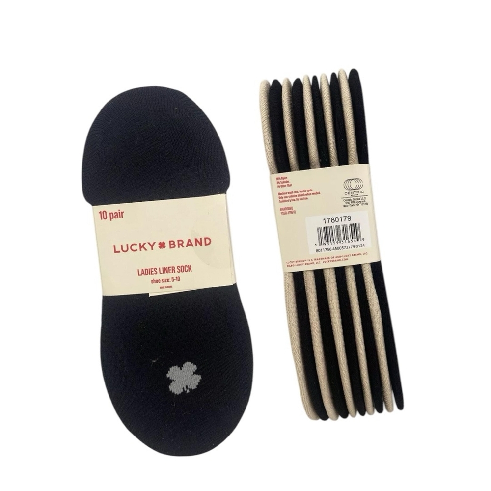 LUCKY BRAND LADIES LINER SOCK 20 PAIR BLACK/ NUDE